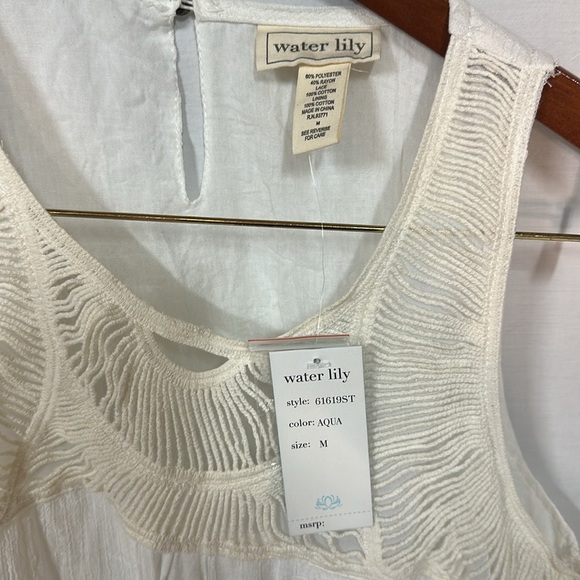 Water Lily Aqua and White Textured Sleeveless Top swim & sun - Picture 2 of 5